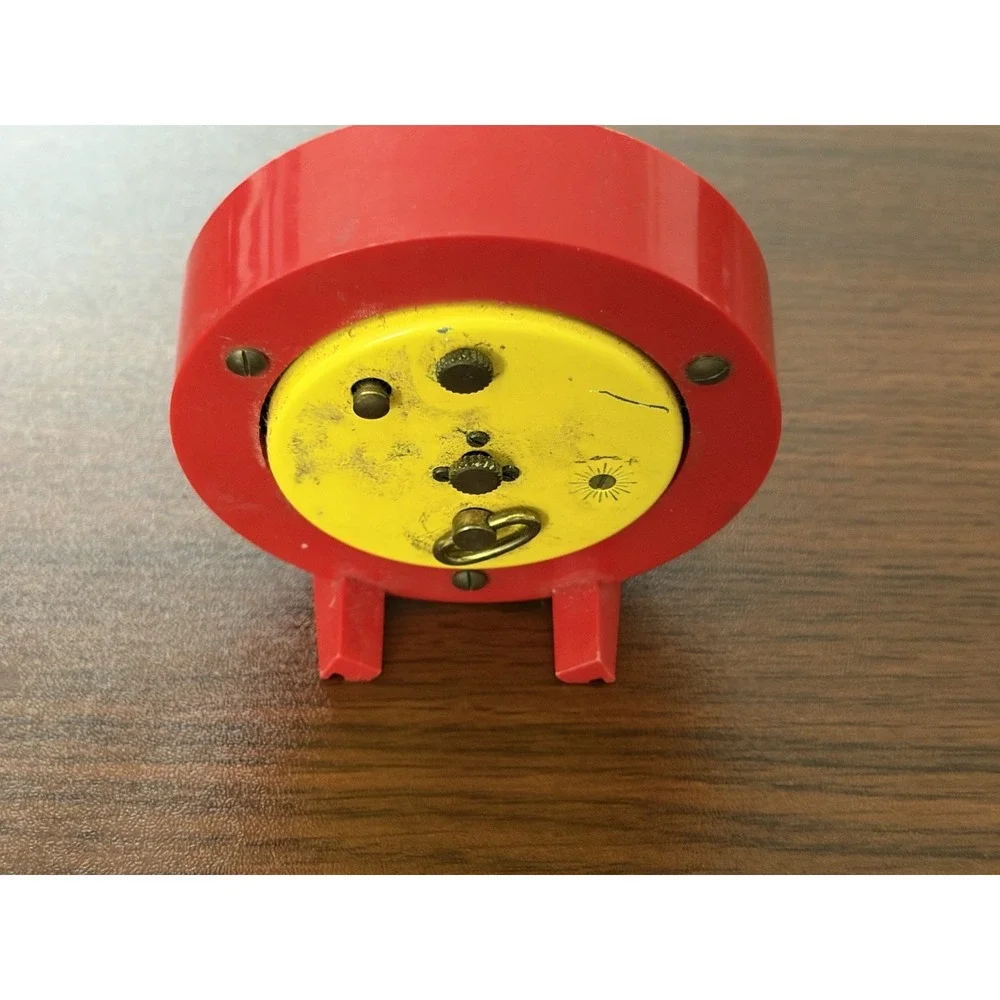 Vintage Bradley Alarm Clock Space Age Retro Red Yellow Pop 3